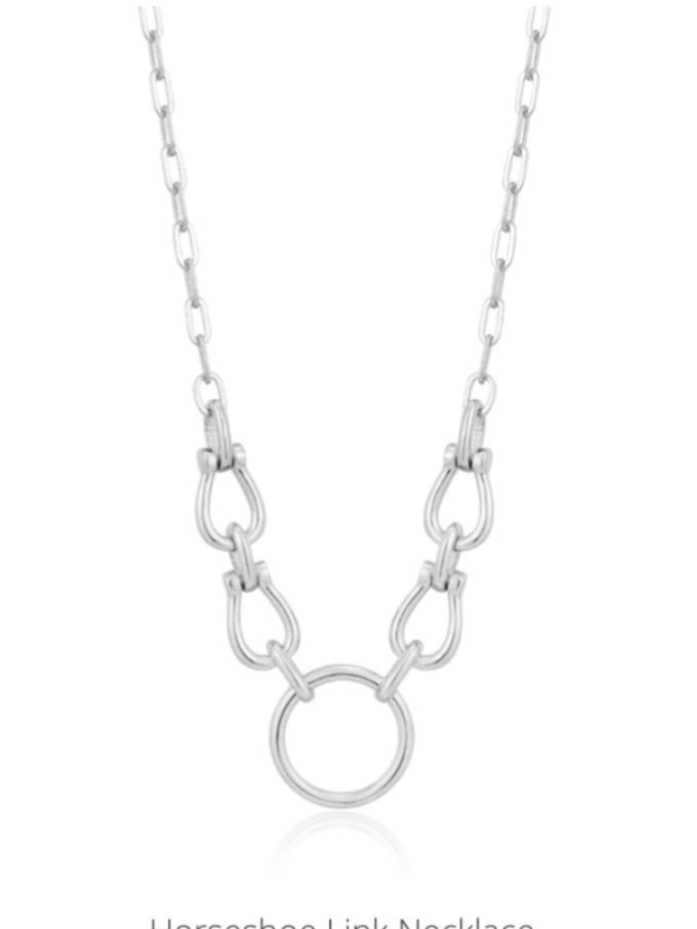 NWT. Ania Haie horseshoe link necklace, rhodium-plated sterling silver